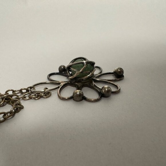 MCM Stlye Silver Tone Atomic Atom Agate On Chain Artsy Wearable Art - Picture 6 of 8